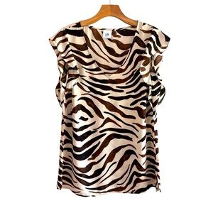 CABI #3771 Simone Ruffle Sleeve Zebra Print Top S